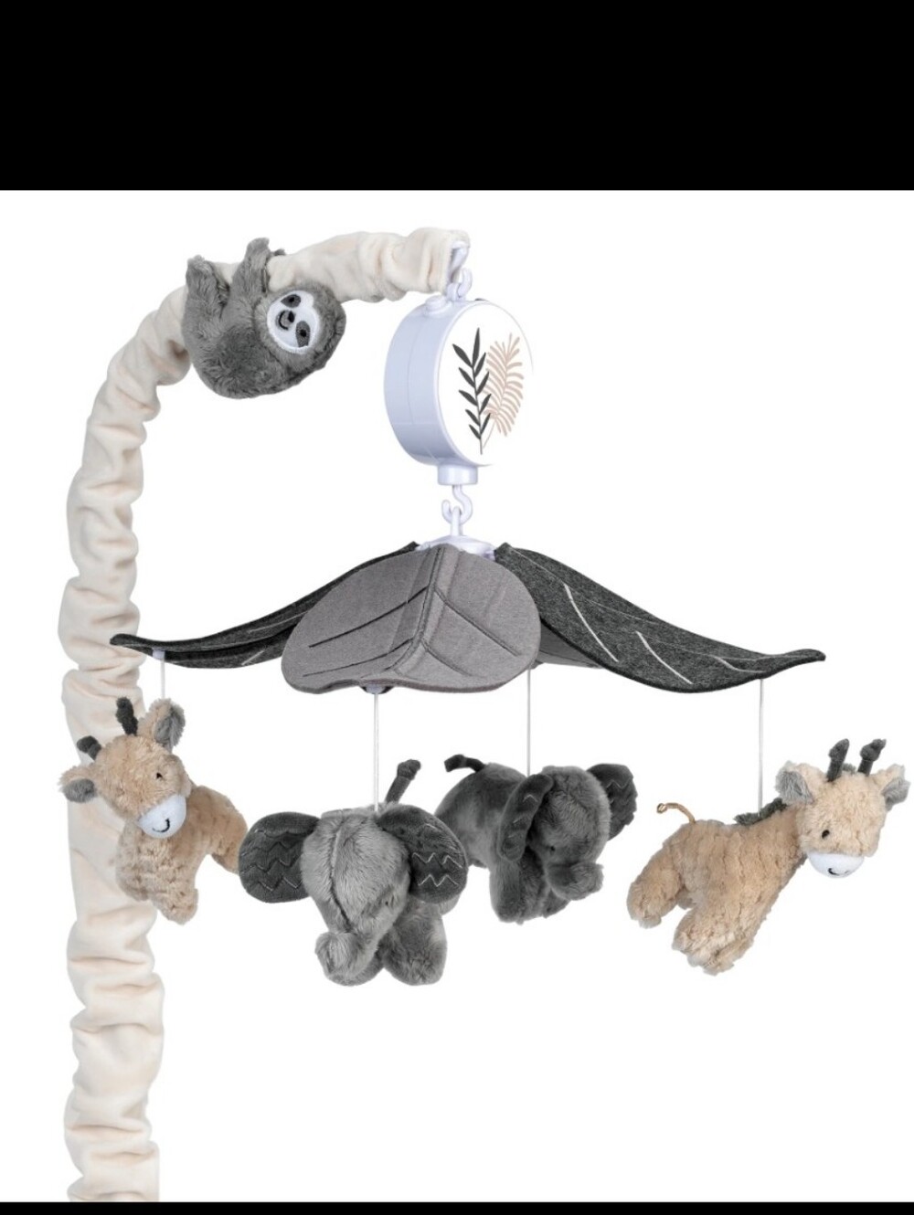 Lambs & Ivy Baby Jungle Collection Musical Mobile - Cream and Gray
